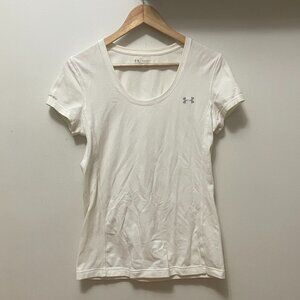 Under Armour Heatgear Short Sleeve T-shirt Cream White Women's Size Medium
